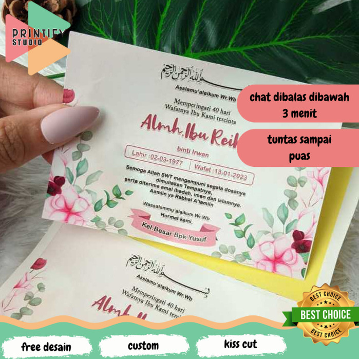 Printify  Stiker Tahlilan Pengajian Mengenang Wafatnya 40 100 1000 Hari Kotak Nasi dan Box Makanan