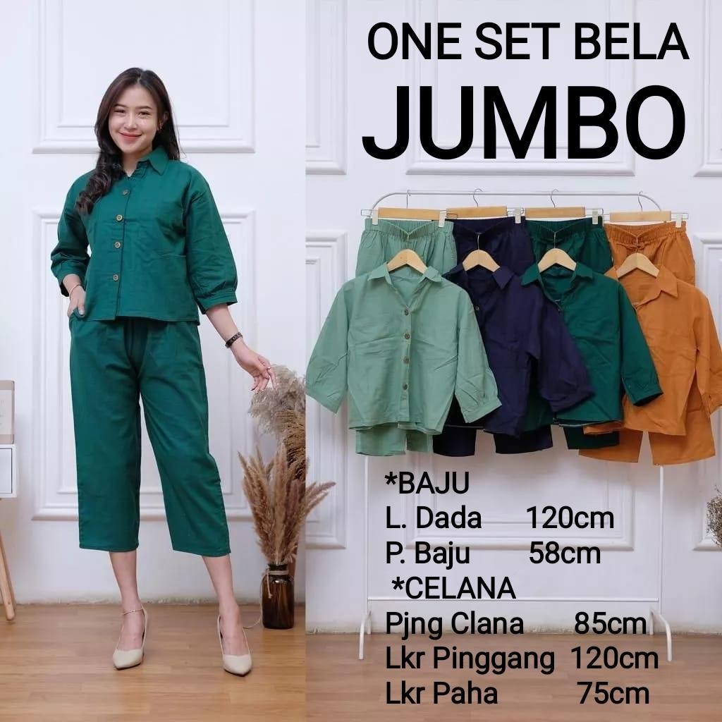 ONE SET CROP BELA JUMBO Setelan wanita terbaru, BUSUI kulot, BAJU polos terbaru+Celana Kekinian