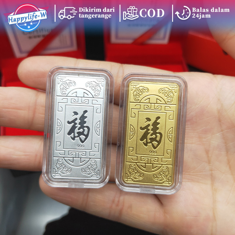 Mainan Emas Batangan Isi 5 Koin Emas Souvenir Persegi Jimat Kekayaan Emas Gold Bar Palsu
