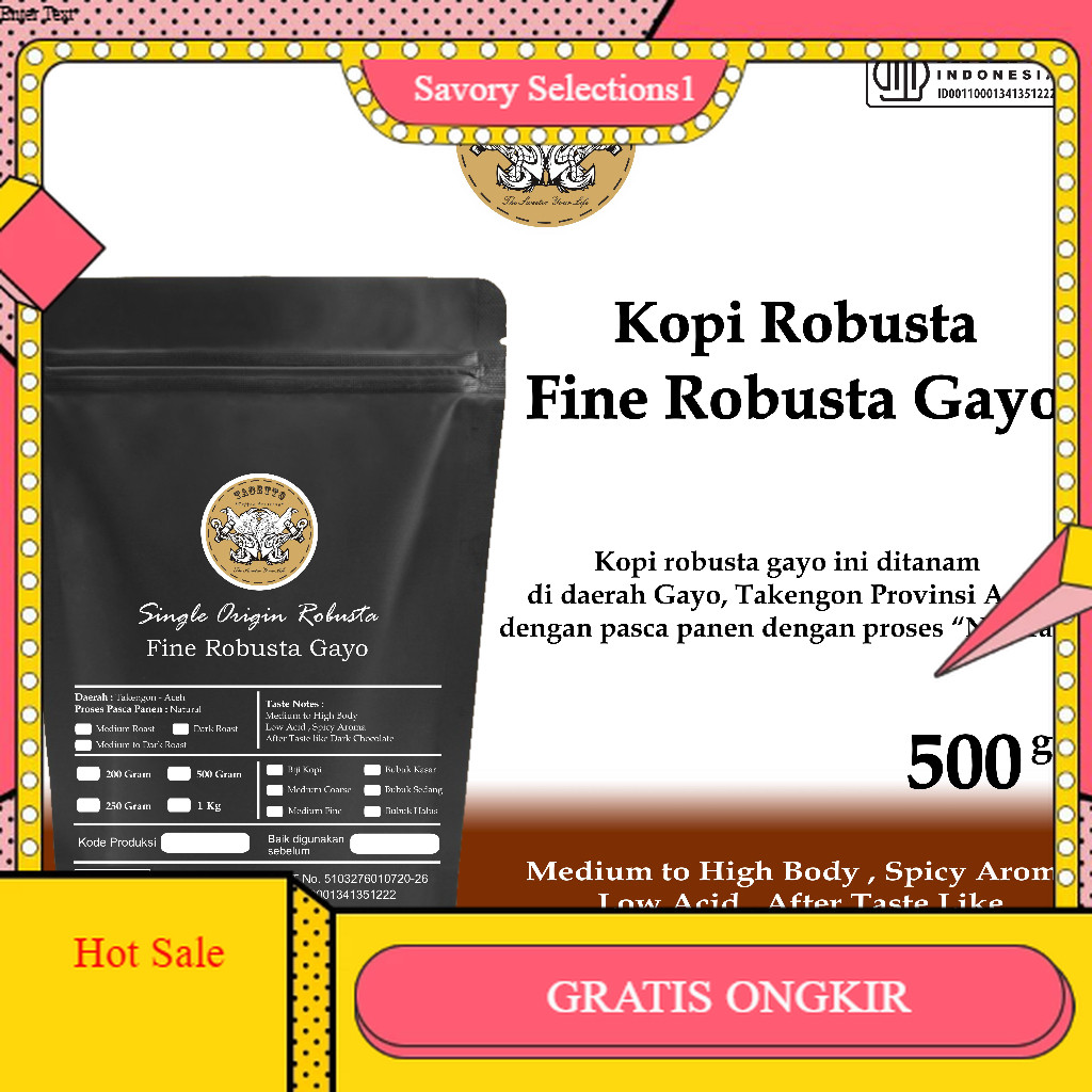 

【SAVORY】DISKON!! KOPI FINE ROBUSTA GAYO 500GR (BIJI / BUBUK) | FINE ROBUSTA