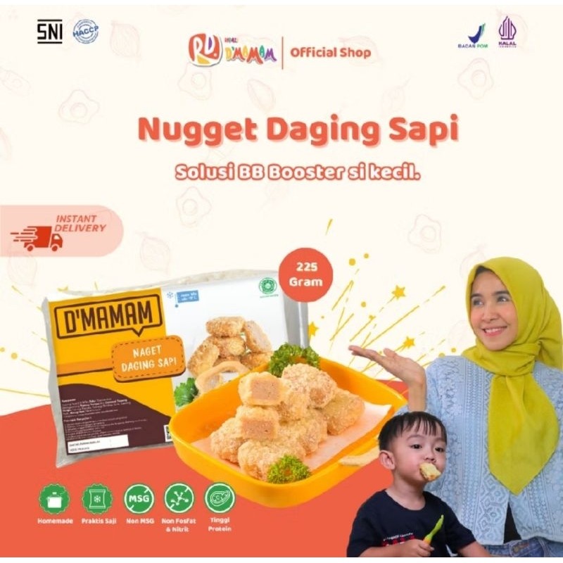 

D'MAMAM - Nugget Daging Sapi 225g / Anak MPASI / Homemade Non MSG/ BB Booster / HACCP BPOM HALAL