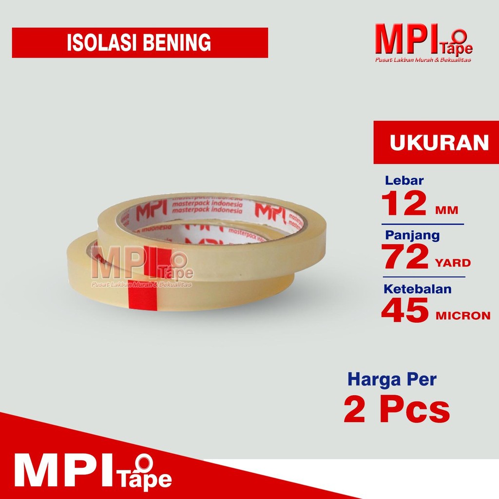 

2 PCS - Lakban Isolasi 12 mm x 72 Meter - Selotip Mini 12 mm - MPI
