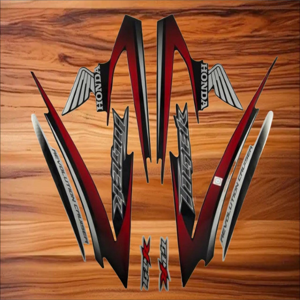 striping lis stiker standar ori Tiger 2009 hitam merah stiker ori Tiger Revo 2009 striping Tiger Rev