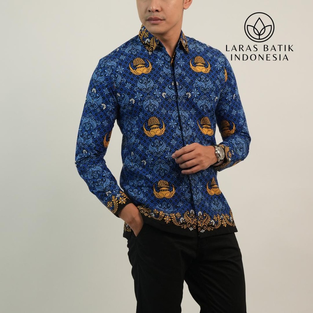 LARAS BATIK INDONESIA Kemeja Katun Pria SlimFit Lapis Furing Premium Motif KORPRI PRIA