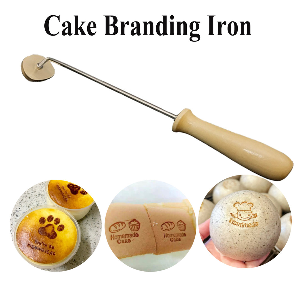 

3cm Cake Logo Brass Stamp Handle Set Branding Iron Fire-burning Copper Stamp Hot-print Wood Leather Bread Hamberger Beef Peel