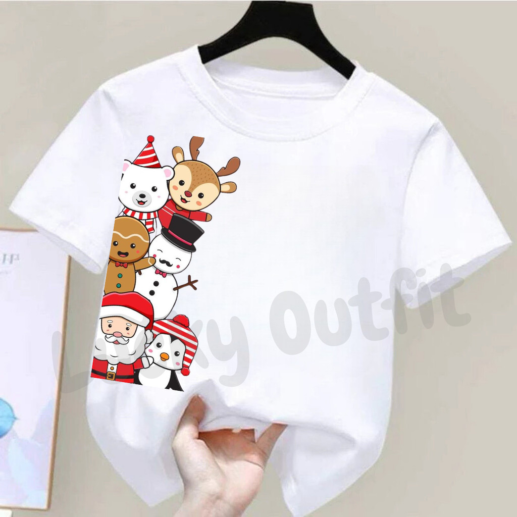 Baju Natal Anak Laki Laki Perempuan 1-12 Tahun / Kaos T Shirt Natal Anak Lengan Pendek Import Keren