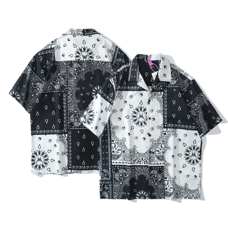 Bandana Kemeja Pria Lengan Pendek Motif Paisley Kemeja Cowok Wanita