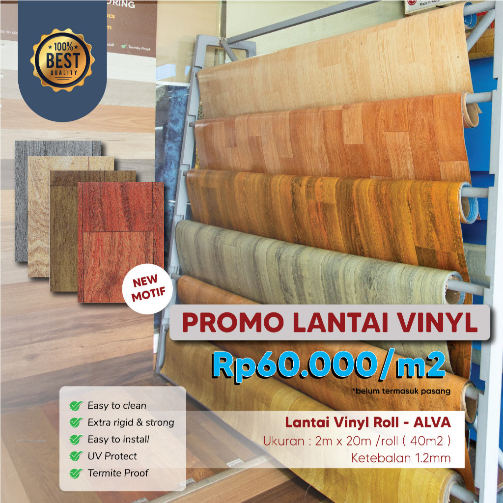 NEW Karpet Lantai Alva / Karpet vinyl lantai  Motif Kayu / Karpet Lantai Terlengkap