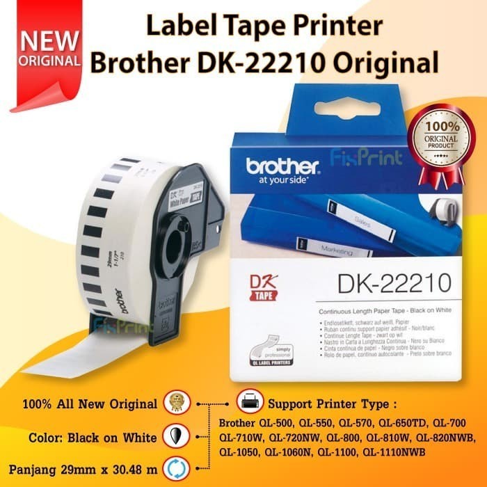 

Label Tape DK-22210 DK22210 dk22210 QL500 QL550 QL570 Printer Brother
