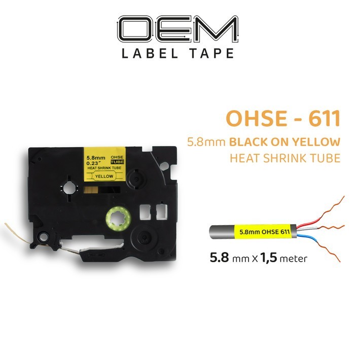 

LABEL PITA TAPE BROTHER PTOUCH HEATSHRINK TUBE 5.8mm BLACK ON YELLOW PT-E300 PT-E500 PT-E550W PT-P750WVP PTE300 PTE500 PTE550W PTP750WVP