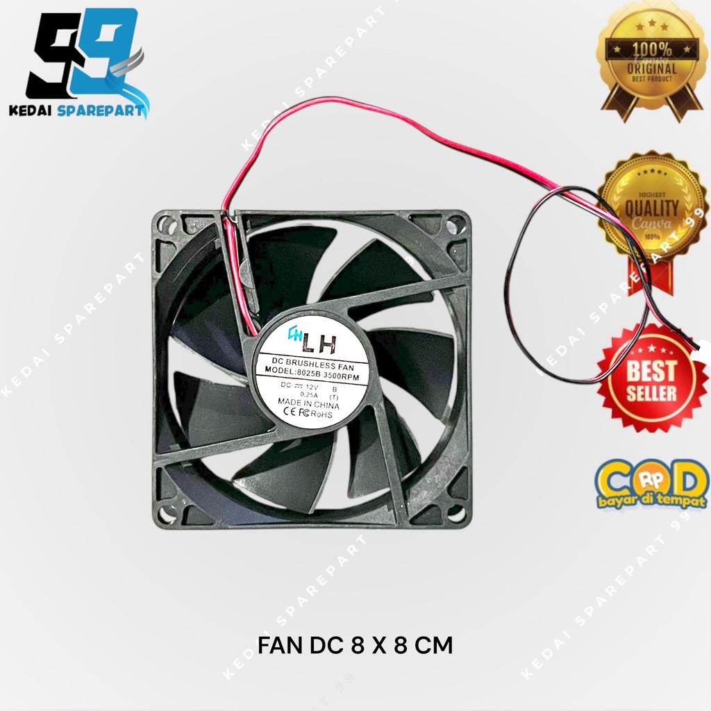 FAN DC 12V 8 x 8 cm / KIPAS DC 12V/ COOLING FAN DC 12v