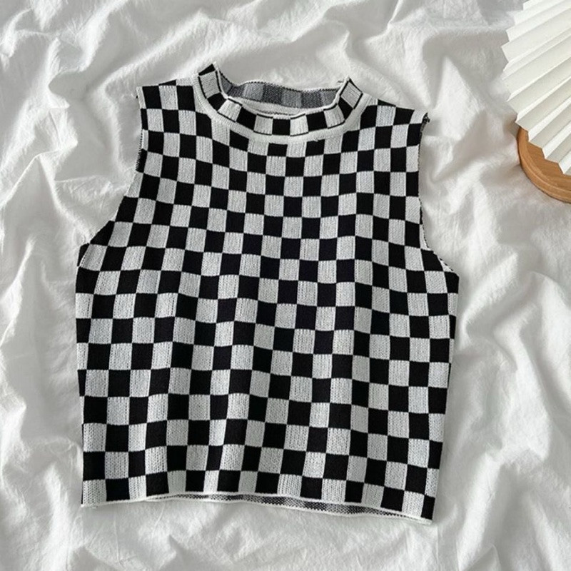 COD- Tanktop Kamisol Rajut - Atasan Rajut -Tangtop Korea Rajut (4 Motif) -Atasan Crop Top Motif