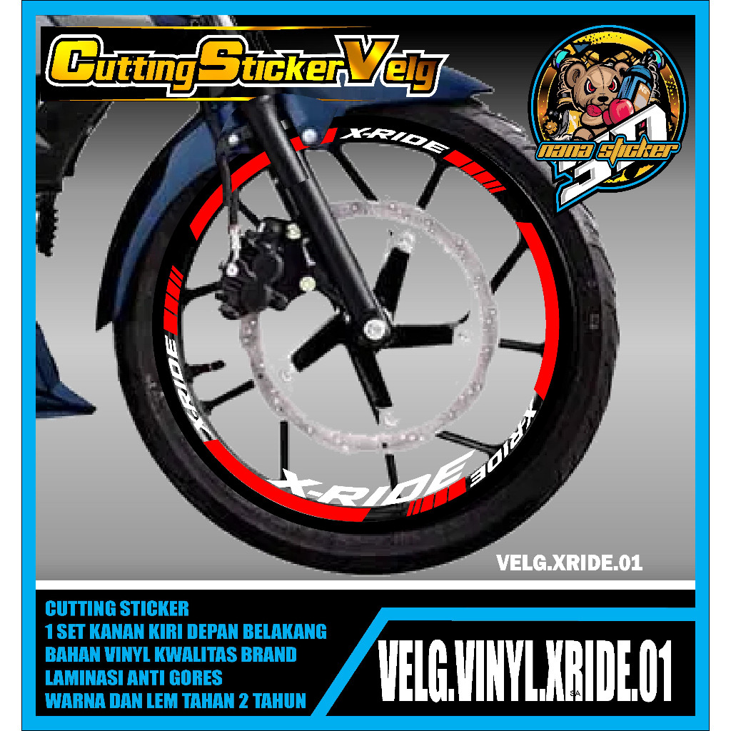 CUTTING STIKER VELG XRIDE - STICKER LIS LIST VELG VARIASI XRIDE 01