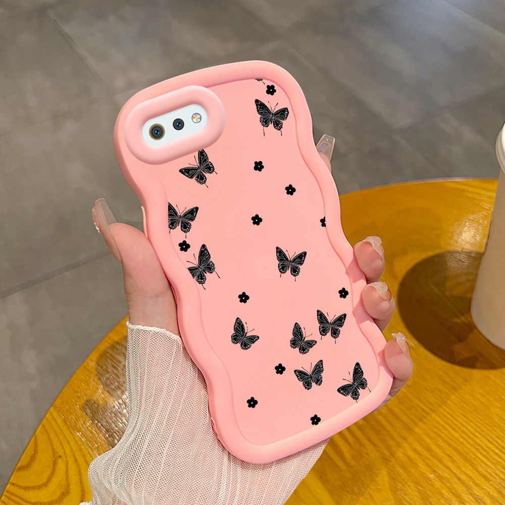 OPPO A1K Pola Kupu-Kupu Hitam Bergelombang Untuk Softcase Kesing Hp Casing Case 0364