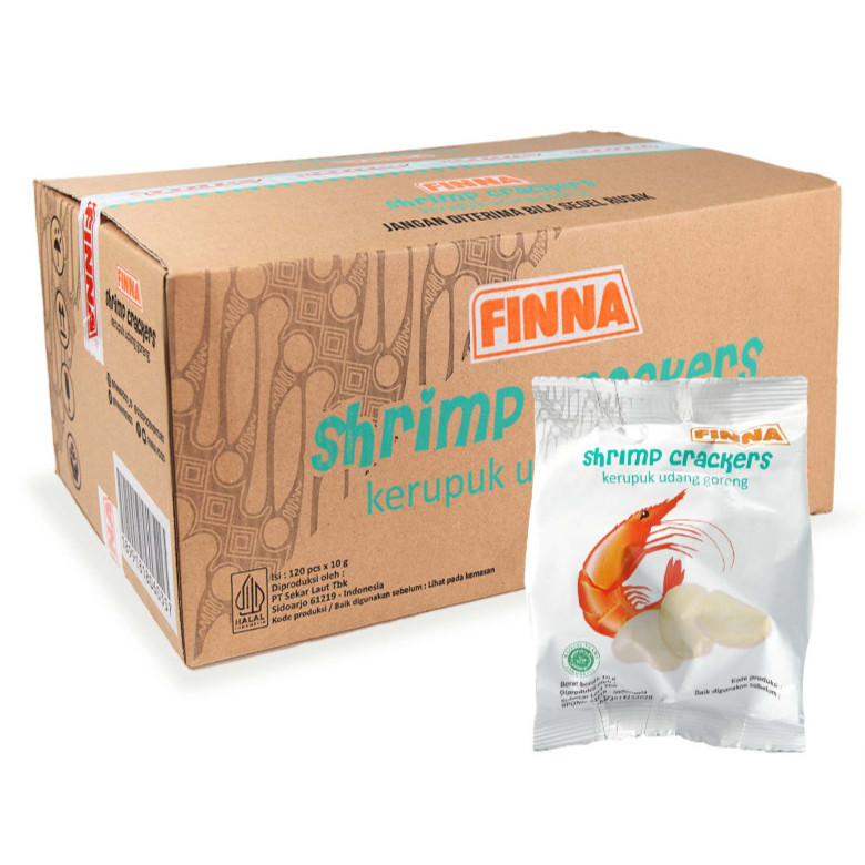 

(EXP Agustus 2025) Finna Kerupuk Udang Goreng 1 Dus Isi 120 Pcs