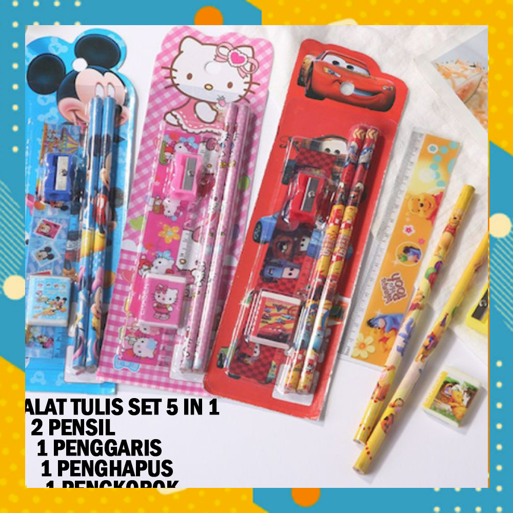 

Alat Tulis Set 5 Motif Karakter Lucu Anak Pensil Hapus Rautan AT1129B3