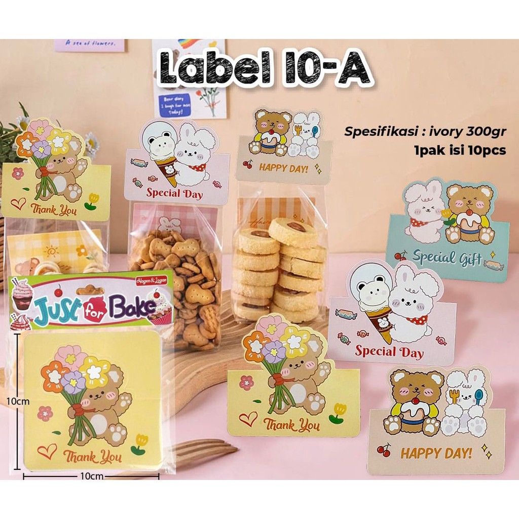 Label Plastik Cookies isi 10pcs / Kertas Label Plastik Kue Kering
