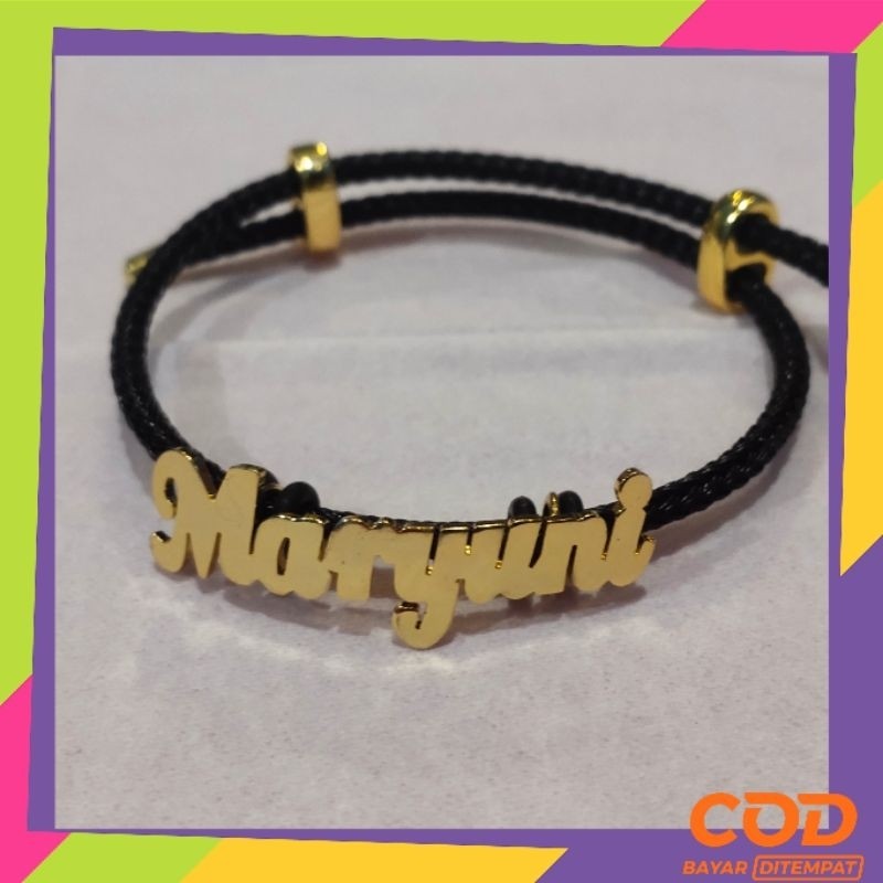 Gelang Tali custom nama titanium aksesoris fashion unisex
