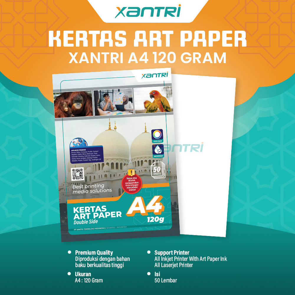 

Xantri - Kertas Art Paper Double Side Anti Luntur A4 120gsm 150gsm 210gsm Paper Printer Dua Sisi A4 50 Lembar 120gram Kertas Art Karton Cartoon Carton