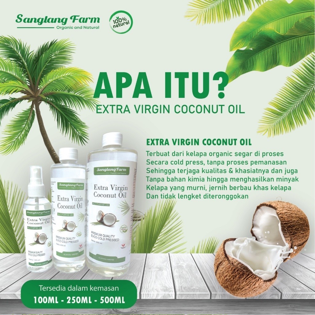 

VCO Virgin Coconut Oil Minyak Kelapa Murni 100% Premium Sanglang Farm Tanpa Pemanasan