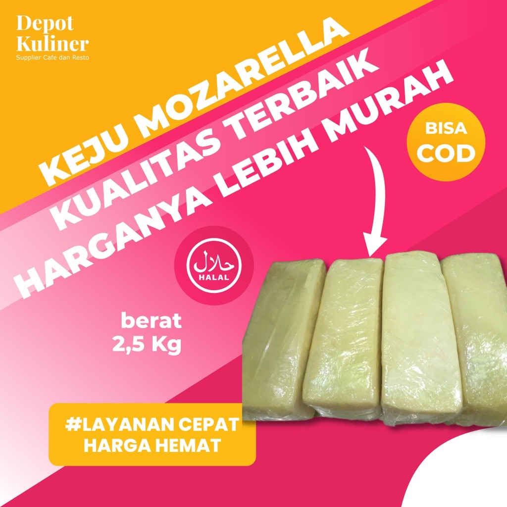 

Depot Kuliner - Jual Keju Mozarella Kiloan isi 2500 gr Carberry - Cocok Untuk Sosis Corndog dan Cimol