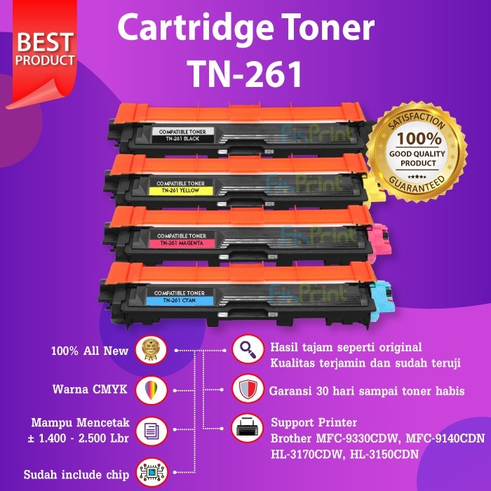 FixPrint Cartridge Toner TN-261 TN261 Compatible for Printer MFC-9330CDW 9140CDN HL-3150CDN 3170CDW
