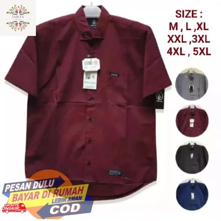 Hem Terkini / Baju Kemeja Polos Pria Lengan Pendek Jumbo Slimfit Premium Distro Atasan Hem Cowok Lak