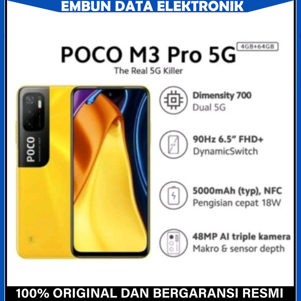 HP POCO M3 Pro 5G Ram 4+64 GB Garansi Resmi 15 Bulan
