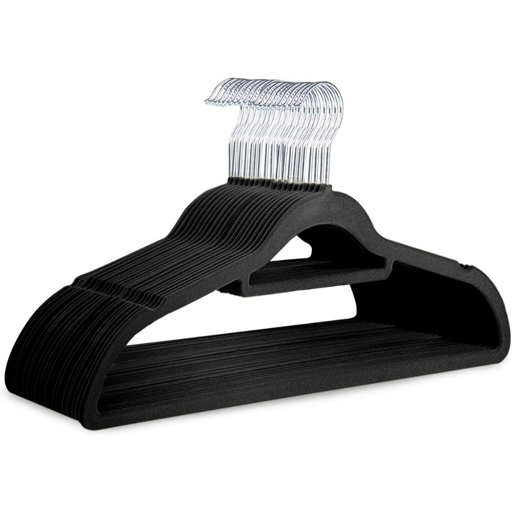 

Velvet Hangers 20 Pack - Non-Slip Clothes Hangers with Tie Bar & 360° Hook, Space Saving Coat Hangers Wardrobe Organisers