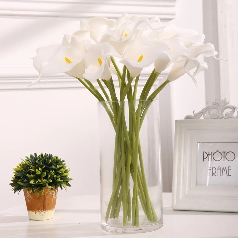5/10Pcs Real Tou  Calla Lily Artificial Flowers White Wedding Bouquet Bridal Shower Party Home Flowe