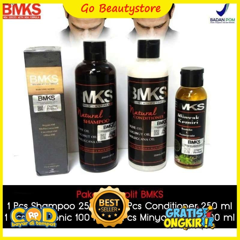 BMKS PAKET 4IN1 SHAMPO- CONDITIONER - MINYAK KEMIRI - HAIR TONIC BPOM
