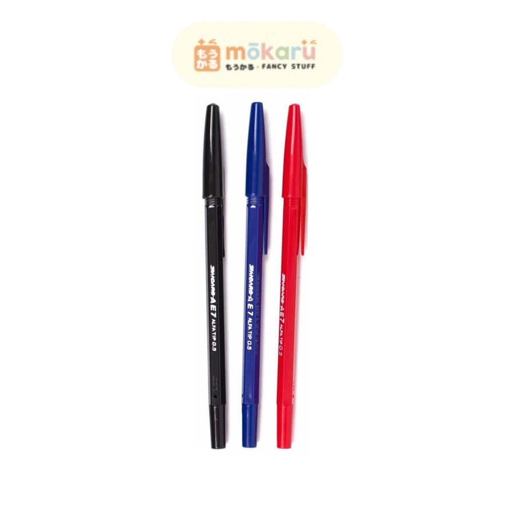 

DIJUAL SATUAN Standard Pulpen Ball Pen Pena AE 7 AE7 0.5 Merah / Biru / Hitam Murah