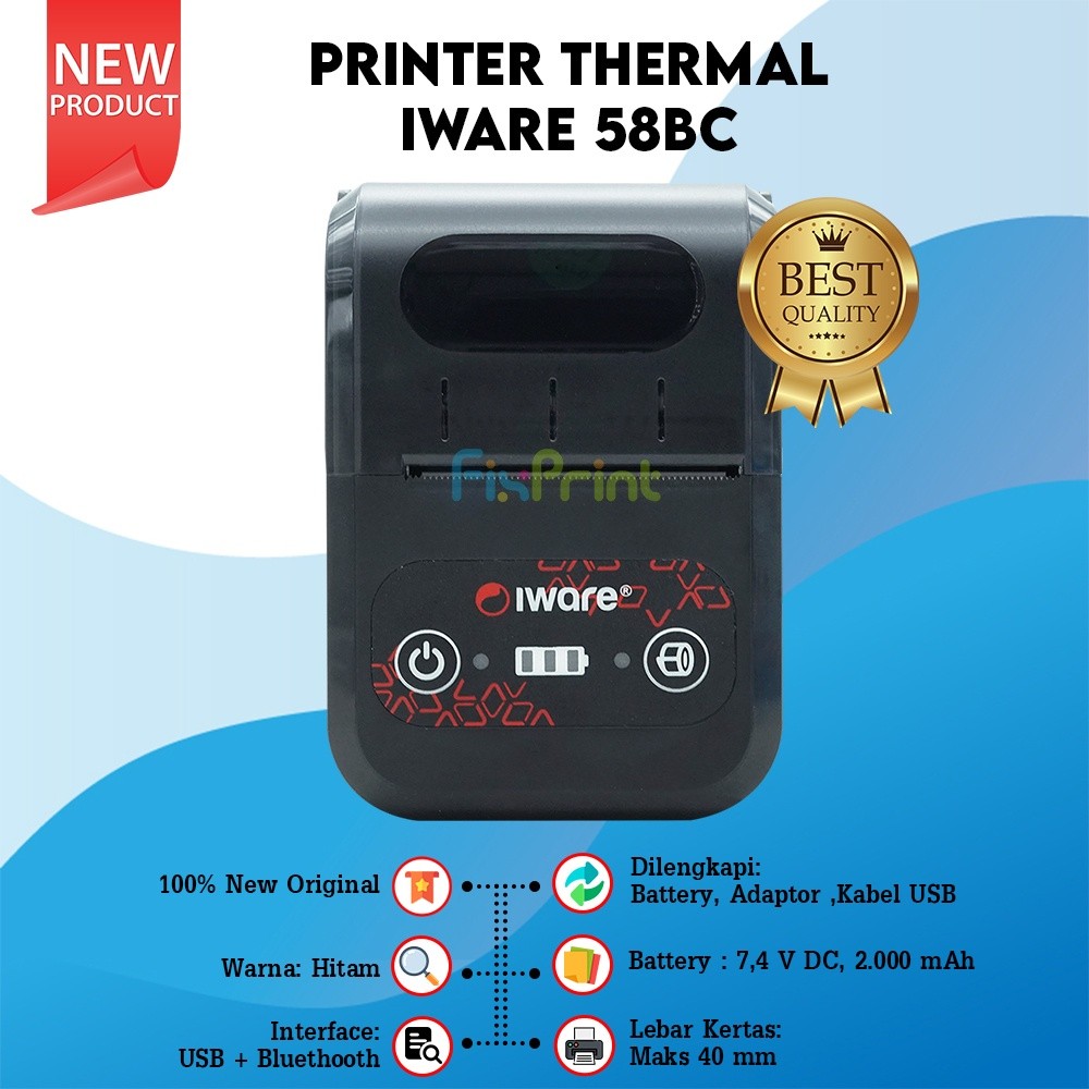Printer Mini Iware Thermal Kasir Struk MP-58BC MP58BC Usb Bluetooth