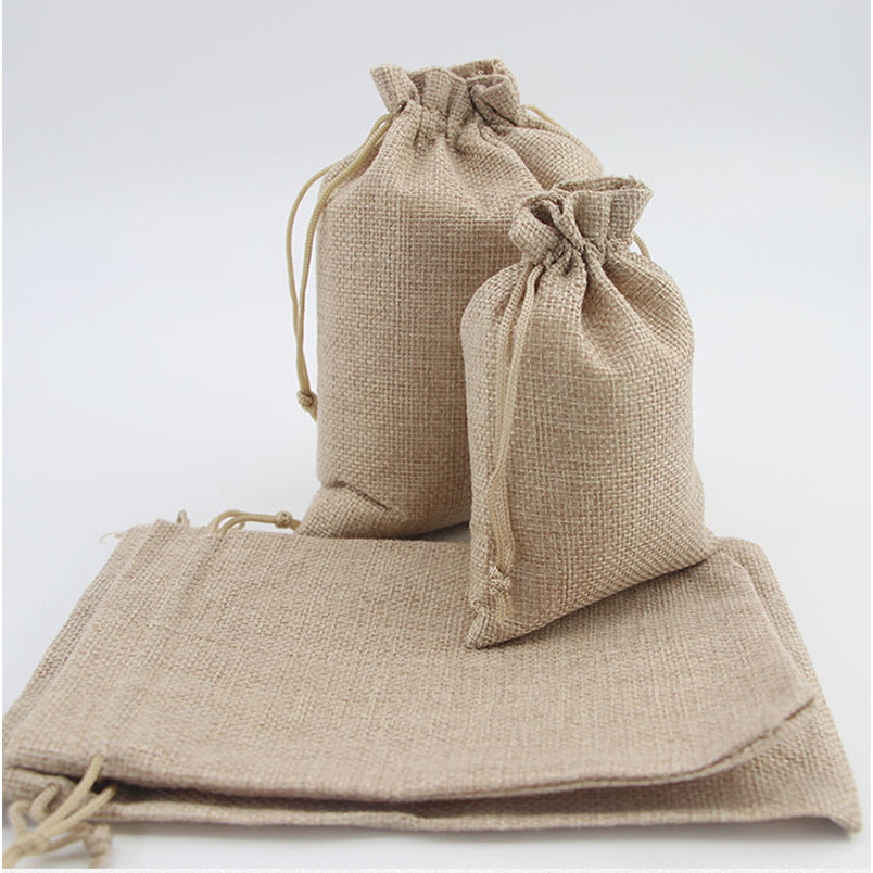 

10/20 Pcs Burlap Gift Drawstring Bags for Party Christmas Linen Jute Small Fabric Package Wedding Pouches 10x14cm/15x20/20x30cm