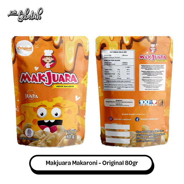 

MakJuara Makaroni Keju Original 80g - Cheese Macaroni | Cemilan Asin Gurih | Gluten Free | Rak Sebelah