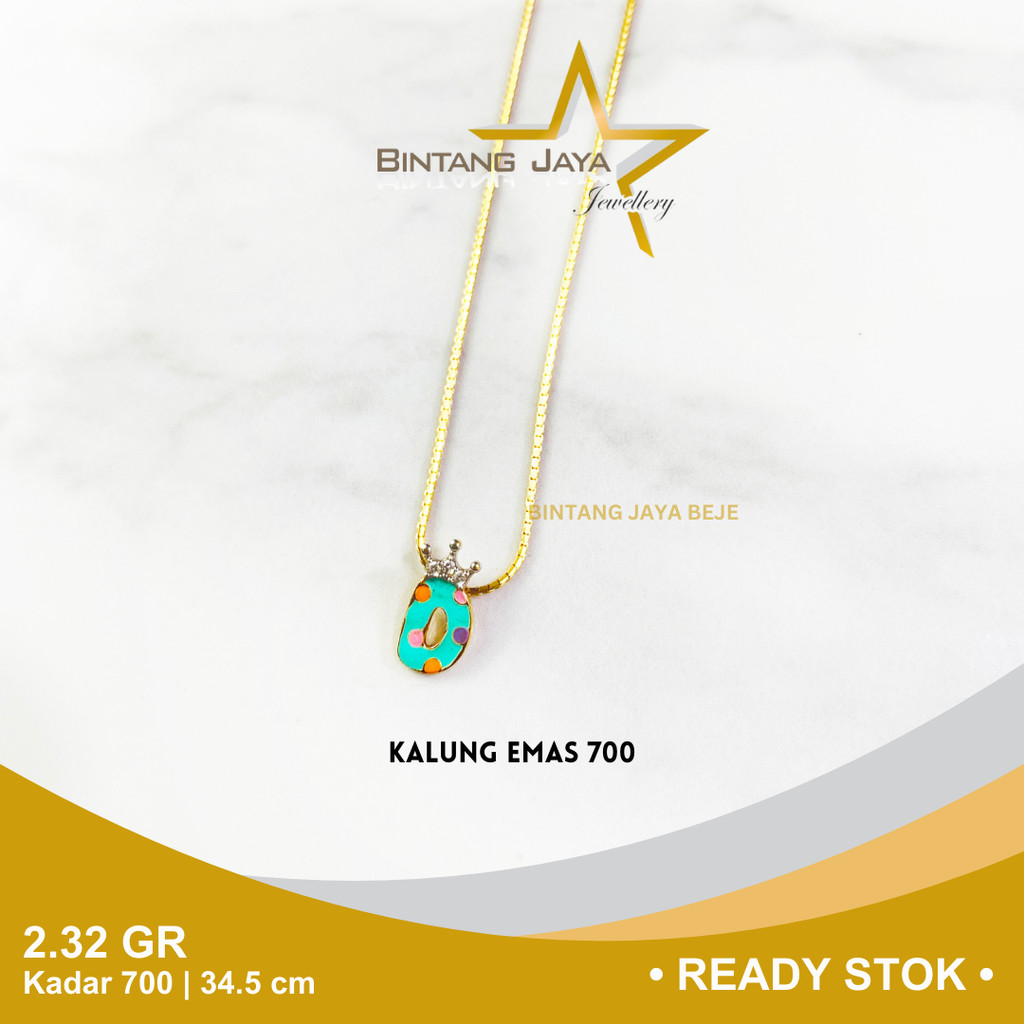 Kalung Emas An4k Kadar 700 Panjang 34.5 CM Berat 2.32 gr gram Model Huruf D Kalung Perhiasan Gold Em
