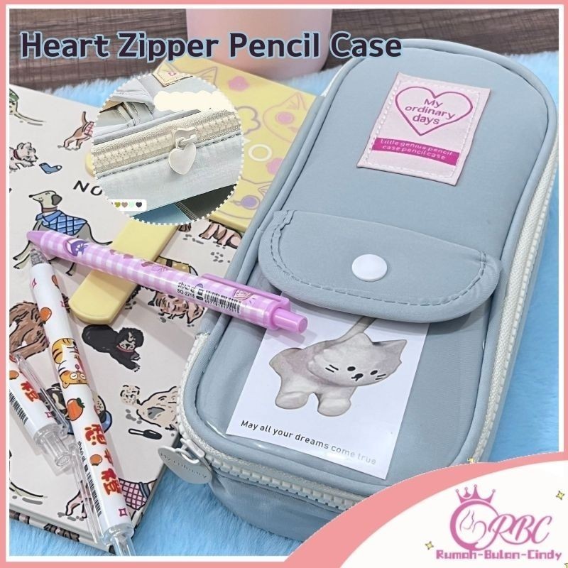 

【Penjual Lokal】Pencil Case Heart Zipper Multifungsi Berkapasitas Besar Tas Pena Penyimpanan Alat Tulis Siswa Case Pensil Lucu