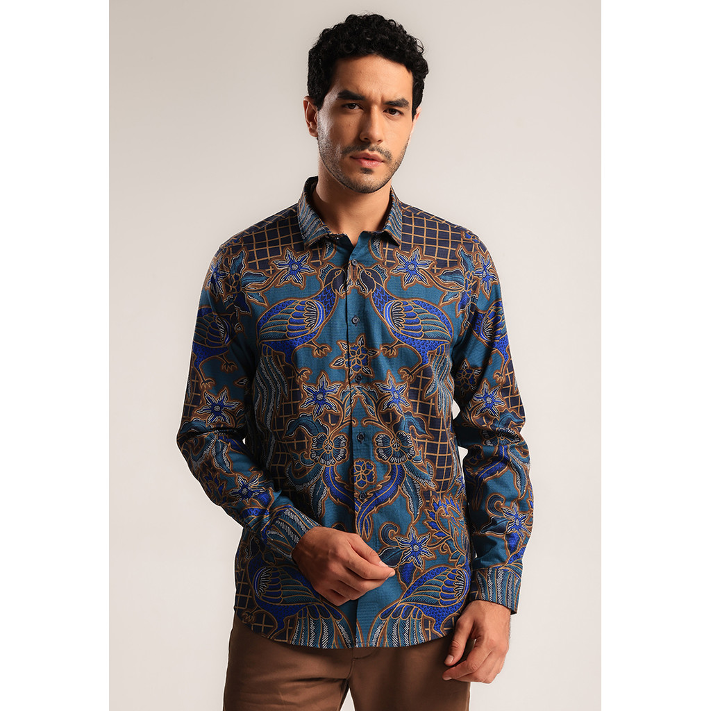 MOC - Kemeja Batik Pria Lengan Panjang Bramantha - Navy