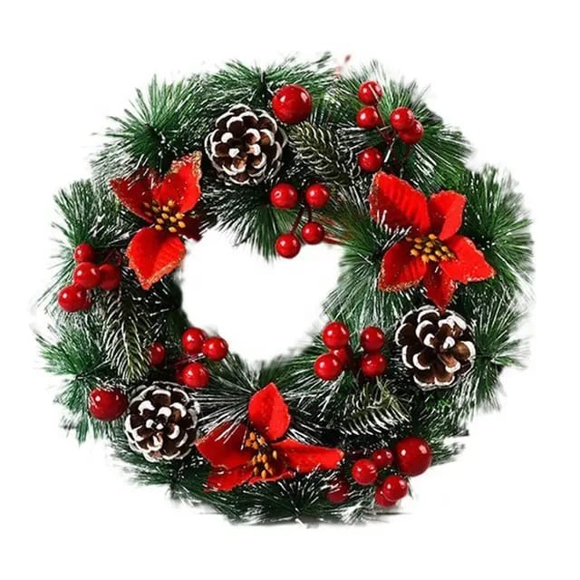 

40CM CHRISTMAS WREATH PREMIUM Krans Natal Gantungan Hiasan Pintu - 30cm Krans - B