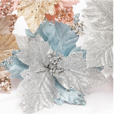 

Hiasan Bunga Natal Poinsettia Bouquet Artificial Hiasan Dekorasi Natal - Manik23cmBiru