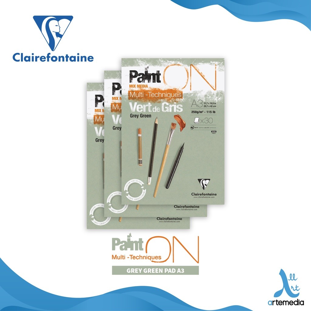 

Gramedia Surabaya - Clairefontaine Paint On Grey Green Multi Technique Sketch Pad Sketchbook A3
