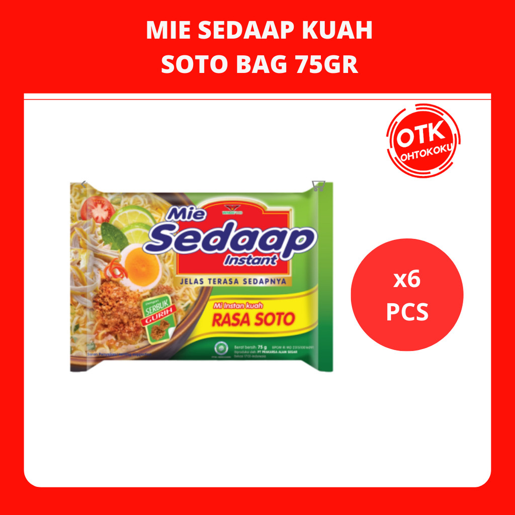 

SEDAAP Mie Instan Kuah Soto 75 GR X 6 Bag