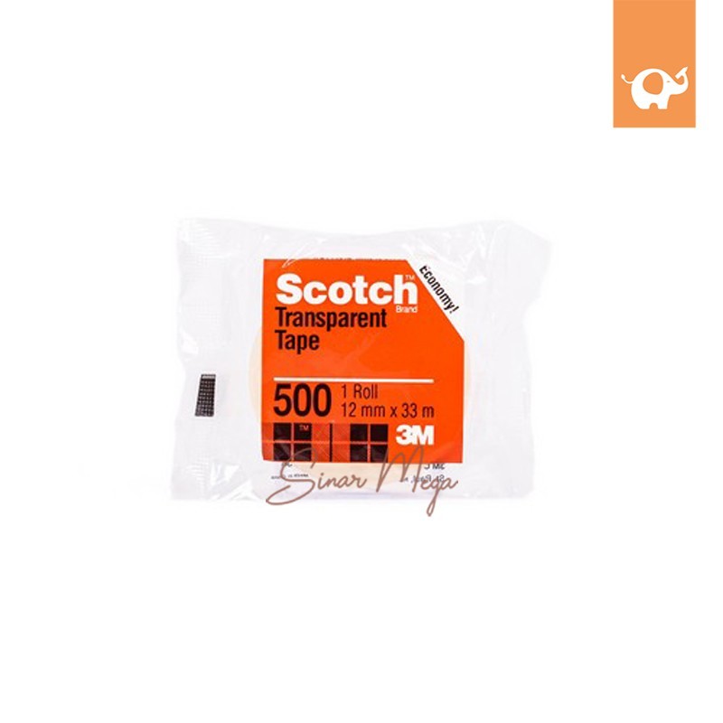 

3M Scotch Transparent Tape 500 12mm x 33m/ Isolasi Bening Kecil Murah