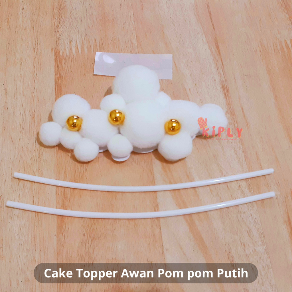

Cake Topper Awan Pom pom Putih/Cake Topper Awan 3D Pompom / Hiasan Cake Awan Cloud Pompom Bola bola