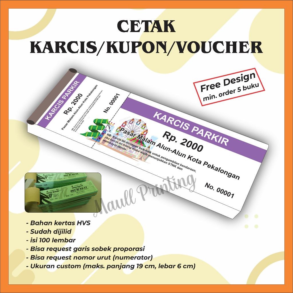 Promo CETAK KUPON UNDIAN KARCIS PARKIR KUPON DOORPRIZE