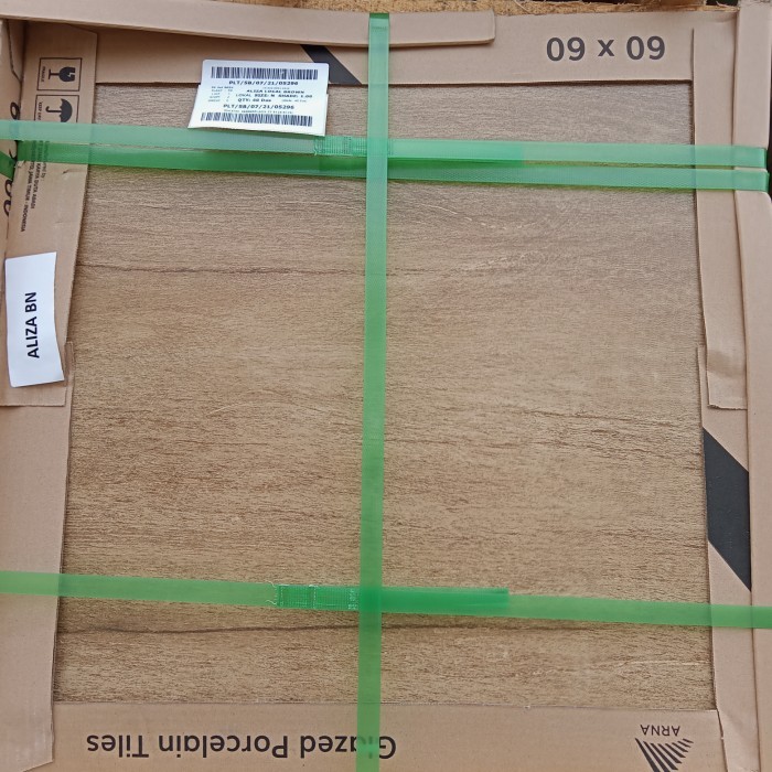 Geranit lantai 60x60 Aliza brown motif kayu oasis tekstur grade lokal 2