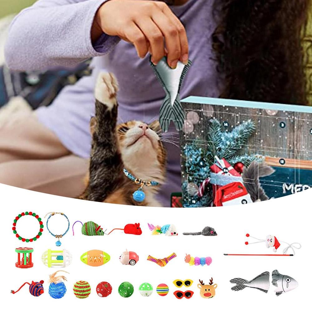 

2024 Advent Calendar 2024 Christmas Countdown Calendar For Kitten Toys 24pcs Feather Teaser And Ball Bells For S4z1