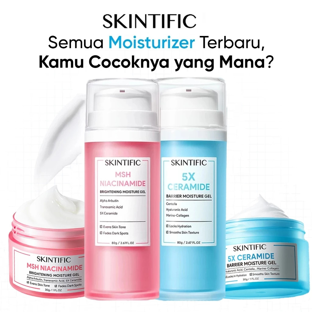 SKINTIFIC Moisturizer 80g | Krim Wajah Niacinamide untuk Kulit Cerah & Lembap Siang Malam
