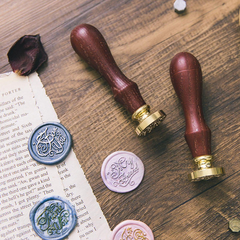 

Wax Seal Stamps Retro BEST WISHES Antique Wooden Sealing Scrapbooking Craft Wedding Invitation Decorative Seal