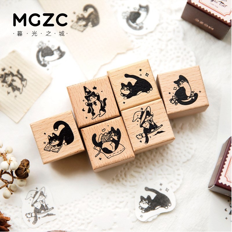 

Kawaii Wood Rubber Stamps Cat Design Wooden Stamps For DIY Crafting Scrapbook Painting Letters Diary Card Making